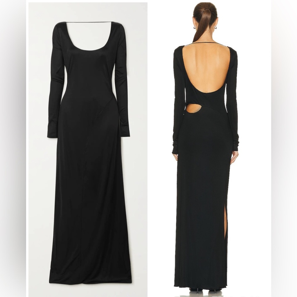 TOM FORD Scoop Neck Cut out Evening Maxi black Jersey Dress US8